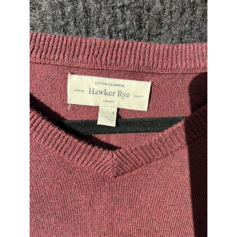Hawker Rye Men’s Size Large Cotton Cashmere Color Maroon Premium Quality Sweater